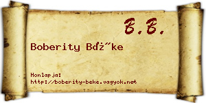 Boberity Béke névjegykártya